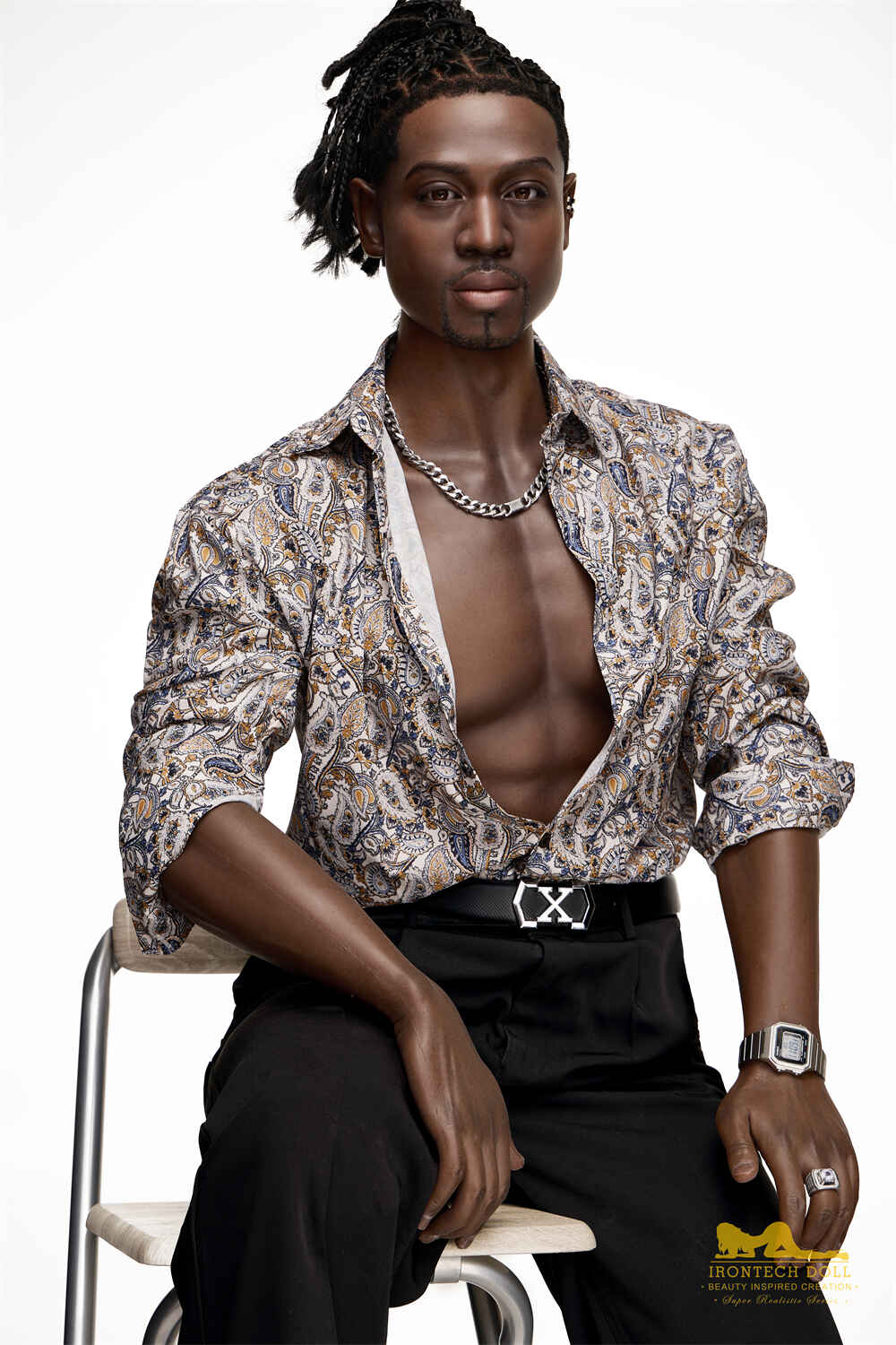 176cm5ft9 silicone black male sex doll Keon 2